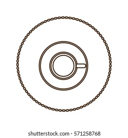 monochrome round contour with coffee cup top view
