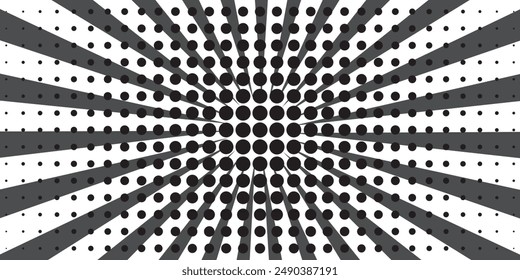 Monochrome round gradient halftone dots background. Vector illustration. Abstract regular pop art dots on white background. EPS 10