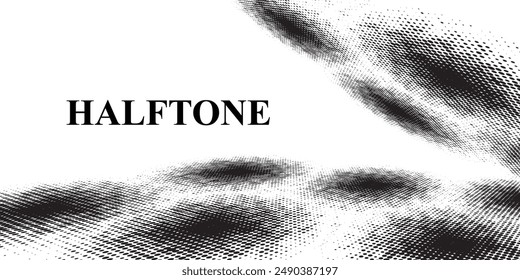 Monochrome round gradient halftone dots background. Vector illustration. Abstract regular pop art dots on white background. EPS 10