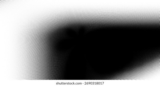 Monochrome round gradient halftone dots background. Vector illustration. Abstract regular pop art dots on white background. Vector ilustration