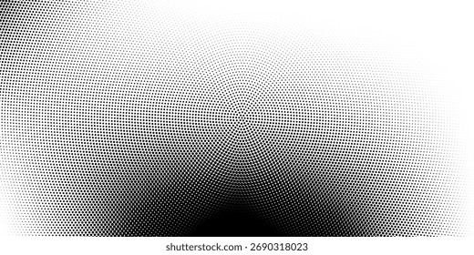 Monochrome round gradient halftone dots background. Vector illustration. Abstract regular pop art dots on white background. Vector ilustration