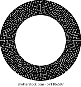 Monochrome Round Maze Frame. Vector illustration 