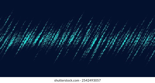 Monochrome round particles on a dark background. Abstract background. Halftone background.