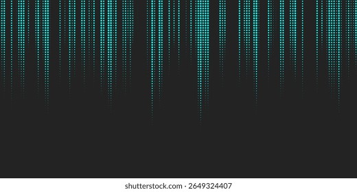 Monochrome round particles on a dark background. Abstract background. Halftone background.