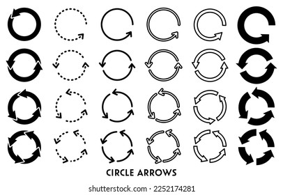 Monochrome round rotating arrow set.Easy-to-use vector data. - Shutterstock ID 2252174281