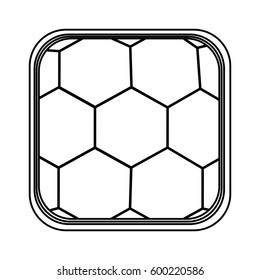 monochrome rounded square with background of soccer ball vector illustration