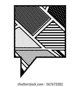 monochrome rounded square callout in pop art