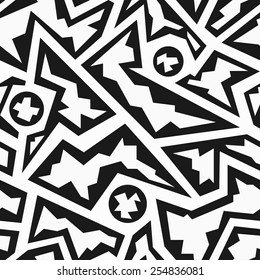 monochrome rubble geometric seamless pattern