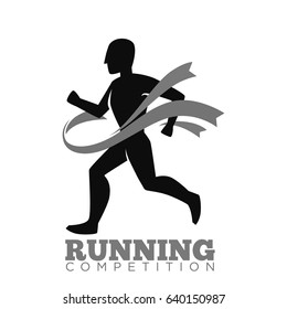 Monochrome running competition logotype emblem design.
