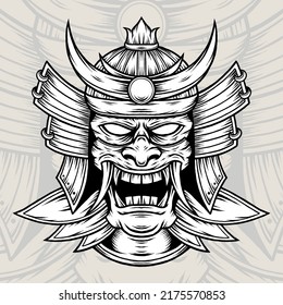 Monochrome Samurai Head Premium Vector Stock Vector (Royalty Free ...