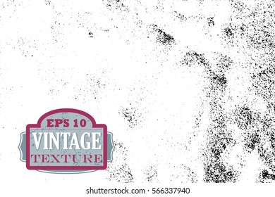 Monochrome sand grit vector texture. Distressed surface layer. Black and white vector overlay or background. Vintage effect sandy texture. Natural obsolete surface ornament trace. Ink drops on paper