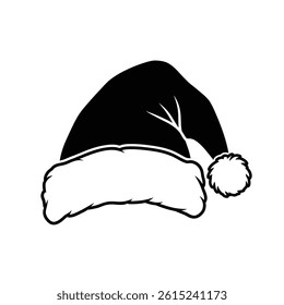 Monochrome Santa Claus Hat Graphic Illustration For Festive Holiday Design Elements
