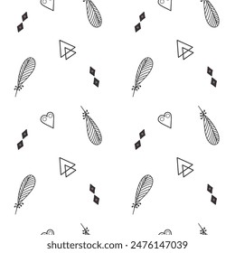 Monochrome scandinavian backgrounds. Seamless pattern with simple geometric shapes. 