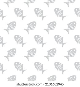 Monochrome Scandinavian fish pattern. Mid century modern folk art, nautical decor background.