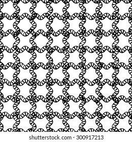 Monochrome scribble background. Modern design.Vector illustration. Fancy hand drawn casual texture.White background with black wavy lines. Hipster wallpaper with freehand grid pattern.