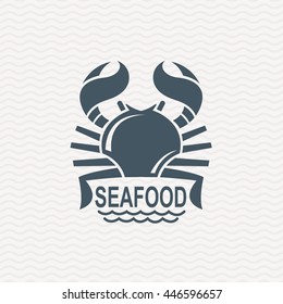 monochrome seafood icon with crab