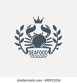 monochrome seafood icon with crab