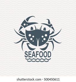 monochrome seafood icon with crab