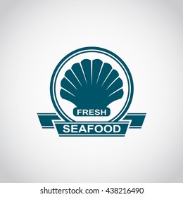 monochrome seafood icon with scallop