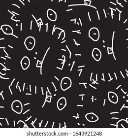 Monochrome seamless abstract background. Chaotic repetitive elements