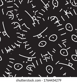 Monochrome seamless abstract background. Chaotic repetitive elements