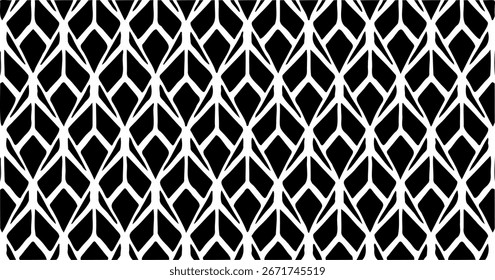 Monochrome seamless abstract lattice pattern in black and white, ideal for modern textile, wallpaper, and decoration.