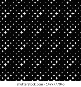 Monochrome seamless abstract star pattern background - black and white vector design