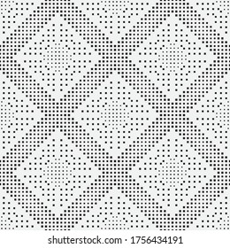 Monochrome seamless background vector. Modern minimalist texture. Spotted abstract texture with small and larger rhombuses and rectangles. Graphic design of cover, wallpaper, poster, packaging.