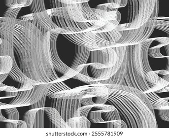 Monochrome Seamless black white artwork artistic pattern with a simple abstract drawing. Vector illustration. black and white graphics