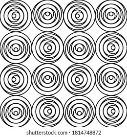 Patrón monocromo de círculo sin fisuras - diseño de ornamento giratorio. Fondo geométrico minimalista repetible. Sencilla textura decorativa en blanco y negro.