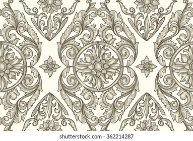 Monochrome seamless decorative pattern