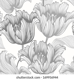 monochrome seamless floral pattern