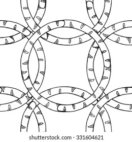 Monochrome Seamless floral pattern of branches circle. Hand drawn elements for greeting cards, posters, invitations, menu, paper, textiles, clothes, web design. 