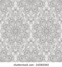 Monochrome seamless floral pattern. Vector illustration.