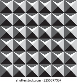 Patrón geométrico monocromo sin fisuras. Fondo repetible de formas abstractas en blanco y negro. Textura 3 d interminable decorativa