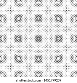 Monochrome seamless geometrical model. Dashed line. An abstract prerequisite of the grayscale image with thin diamond-shaped lines. Vector element of graphic design.