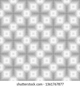 Monochrome seamless geometrical pattern. An abstract half tone background with thin lines. Vector graphics.