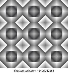 Monochrome seamless geometrical pattern. An abstract half tone background with thin lines. Vector graphics.