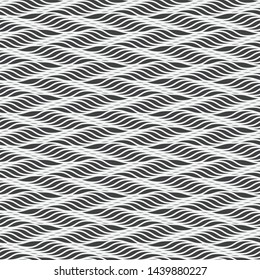 Monochrome seamless geometrical pattern.  Modern abstract graphic texture from the repeating wavy black forms on a white background. Vector element of design of fabric, cover, covering.