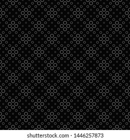 Monochrome seamless geometrical ring pattern background - abstract vector graphic design from rings