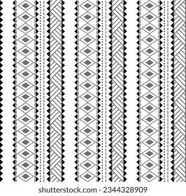 monochrome seamless line art from tribal (Indian, Mexican, African,...) with zigzag elements