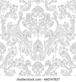 Monochrome seamless paisley vector pattern. Abstract  ornamental print. Decorative India Ornament. Wallpaper design.  Floral wrapping background for coloring book, page, batik