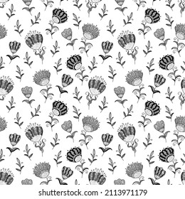 monochrome seamless pattern with abstract colors in doodle style