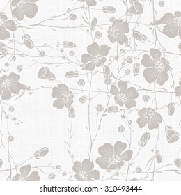 Monochrome seamless pattern of abstract flowers. Hand-drawn floral background.