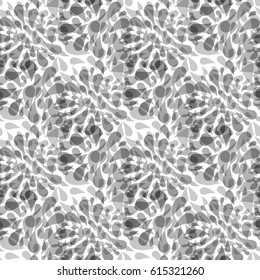 Monochrome seamless pattern of abstract flowers. Hand-drawn floral background for web, print, textile, wallpapers and more.