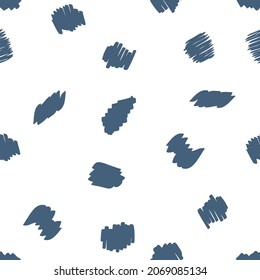 Einfarbiges, nahtloses Muster mit abstrakten Flecken und Strichen. Perfekt für T-Shirt, Textilien und Drucke. Handgezeichnete Vektorgrafik für Dekoration und Design.
