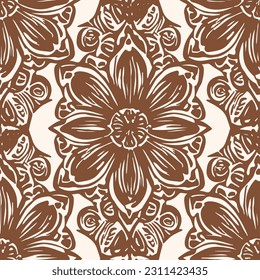 Monochrome  seamless pattern with arabesques  in a retro style. Vector illustration