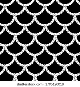monochrome seamless pattern with black abstract fish skin