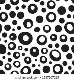 Monochrome  seamless pattern. Black circles and rings