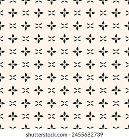 A monochrome seamless pattern of black crosses creating symmetry and parallel lines on a white background. 